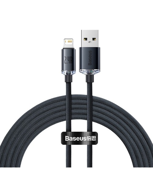Baseus Crystal Shine Series Fast Charging Data Cable USB to iP 2.4A 2m-Black CW-FXP 