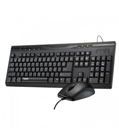 Rapoo NX1710 Wired Keyboard Mouse Optical Combo - Black 