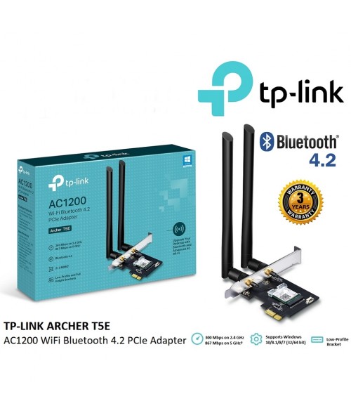 TP-LINK (Archer T5E) AC1200 WiFi Bluetooth 4.2 PCIe Adapter Wi-Fi