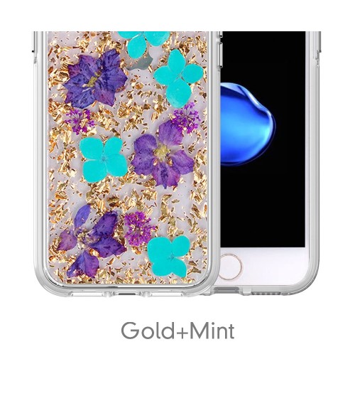 Dried Flower Bling Gold Foil Clear Case Cover for iPhone 6 / 6S / 7 / 8 / SE (2020)